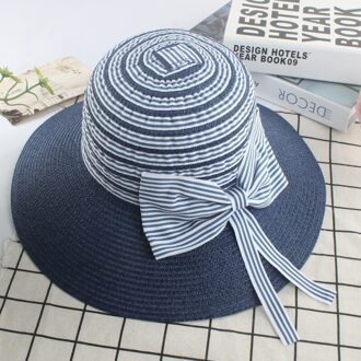 Stiksels Zomer Hoed Vrouwelijke Opvouwbare Gestreepte Zonnehoed Zonnebrandcrème Zonnehoed 2