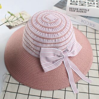Stiksels Zomer Hoed Vrouwelijke Opvouwbare Gestreepte Zonnehoed Zonnebrandcrème Zonnehoed 3