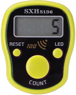 Stitch Marker Rij Hand Tally Vinger Teller Lcd Elektrische Digitale Display Met Licht Voor Naaien Breien Weave Boeddha Bid Voetbal geel