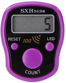 Stitch Marker Rij Hand Tally Vinger Teller Lcd Elektrische Digitale Display Met Licht Voor Naaien Breien Weave Boeddha Bid Voetbal paars