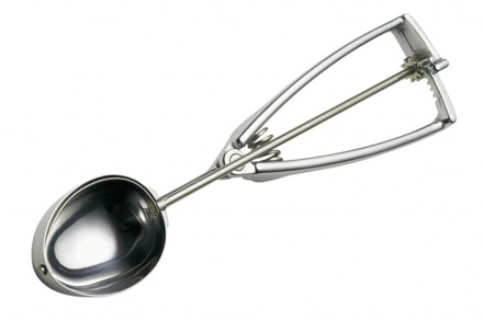 Stöckel ijsportioneerlepel op kaart - 1/20 Ltr zilver