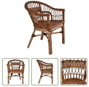 Stoel - Rattan - Natuurlijk - 55 x 59 x 81 cm - Vintage stijl Bruin