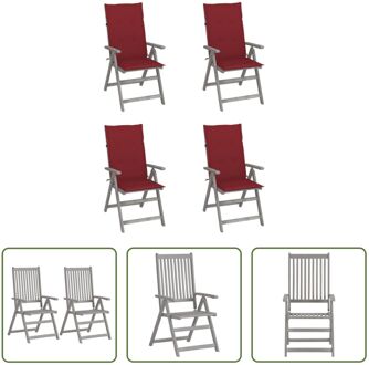 Stoelen Set - Acaciahout - Verstelbaar - Grijs - 4 Stuks