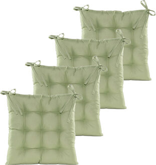 Stoelkussen gewatteerd - 4x - mint groen - 38 x 38 cm - binnen/buiten