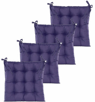 Stoelkussen gewatteerd - 4x - paars - 38 x 38 cm - binnen/buiten