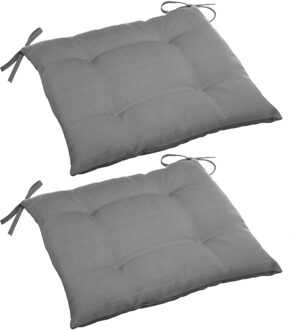 Stoelkussens - Set van 4x stuks - binnen/ buiten stoelen - grijs - 40x4 cm