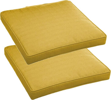 Stoelkussens - Set van 6x stuks - binnen/ buiten stoelen - geel - 40x4 cm