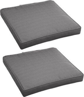 Stoelkussens - Set van 6x stuks - binnen/ buiten stoelen - grijs - 40x4 cm