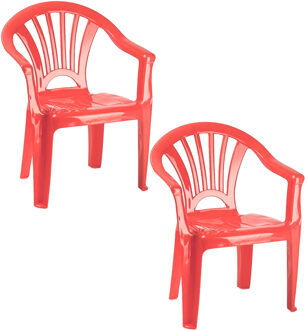Stoeltje voor kinderen - 2x - koraal rood - 50 cm - binnen en buiten - kunststof