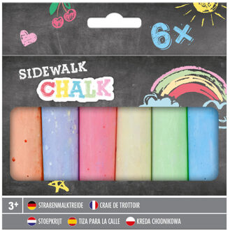 Stoepkrijt - 6 stuks - multi kleuren - L14 cm