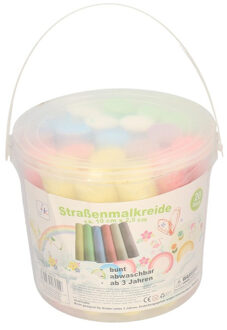 Stoepkrijt emmer - 20x krijtjes - 6 kleuren - buitenspeelgoed Multi