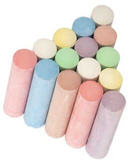 Stoepkrijt gekleurd - 15 stuks - 7 kleuren - in emmer