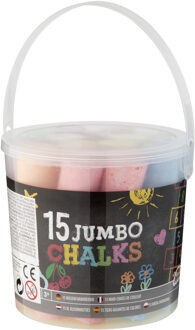 Stoepkrijt in emmer- 15 stuks - multi kleuren - L12 cm