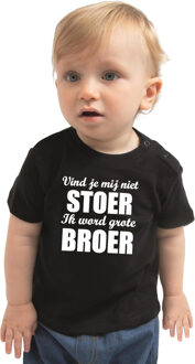 Stoer grote broer kado shirt voor baby / kinderen zwart 68 (3-6 maanden)
