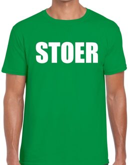 Stoer tekst t-shirt groen heren 2XL