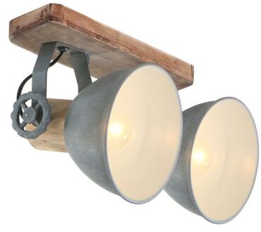 Stoere 2-lichts Plafondlamp Mexlite Gearwood Grijs