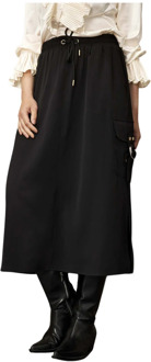 Stoere Folly Skirt met Gouden Details IN Front , Black , Dames - 2Xl,Xl,L,M,S