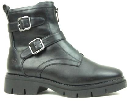 Stoere vegan bikerboot met rits en gespen Tamaris , Black , Dames - 36 EU