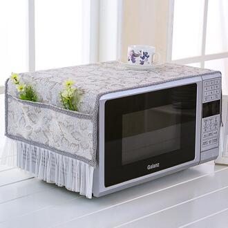 Stof Cover Bevat Olie Proof Decoratieve Pocket, oven Met Handdoek Side 1 Set Van Stofkap Voor Magnetron grijs