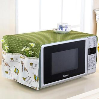 Stof Cover Bevat Olie Proof Decoratieve Pocket, oven Met Handdoek Side 1 Set Van Stofkap Voor Magnetron Licht Groen