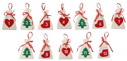 Stof Kerst Countdown Advent Kalender Snoep Zakken Opknoping Jaar Christmas Party Decoratie 11x16cm Style2