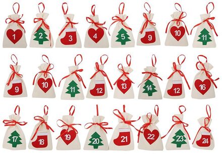 Stof Kerst Countdown Advent Kalender Snoep Zakken Opknoping Jaar Christmas Party Decoratie 11x16cm Style3