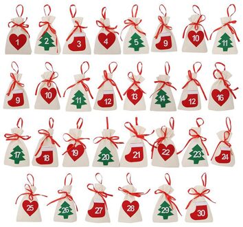 Stof Kerst Countdown Advent Kalender Snoep Zakken Opknoping Jaar Christmas Party Decoratie 11x16cm Style4