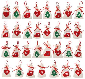 Stof Kerst Countdown Advent Kalender Snoep Zakken Opknoping Jaar Christmas Party Decoratie 11x16cm Style5