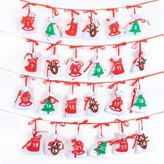 Stof Kerst Countdown Advent Kalender Snoep Zakken Opknoping Jaar Christmas Party Decoratie 11x16cm Style6