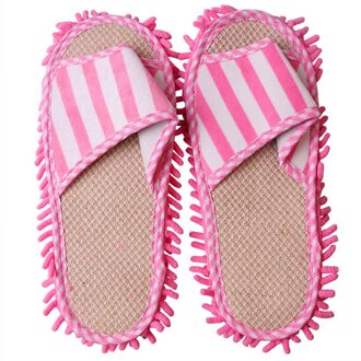 Stof Mop Slipper Huis Cleaner Lui Floor Afstoffen Cleaning Foot Schoen Cover Willekeurige Kleur Floor Cleaning Slipper Microfiber Roze