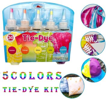 Stof Textiel Een Stap Tie-Dye Kit 5 Kleuren Diy Veilig Kleurstoffen Tienda Departamental Para El Hogar pigmento Tinte De Corbata