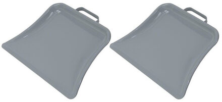 Stofblik - 2x - metaal - 22,5 x 32 cm - met beugelgreep - schoonmaakartikelen