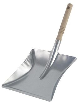Stofblik verzinkt met houten steel 23 x 21 cm