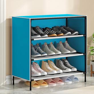 Stofdicht Monteren Schoenen Rek Eenvoudige Moderne Schoen Kast Voor Thuis Opslag blauw