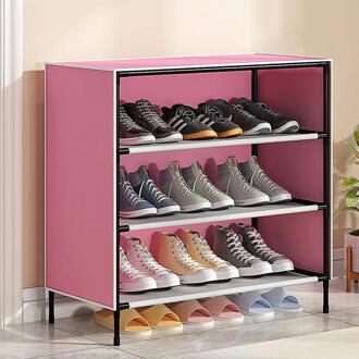 Stofdicht Monteren Schoenen Rek Eenvoudige Moderne Schoen Kast Voor Thuis Opslag roze
