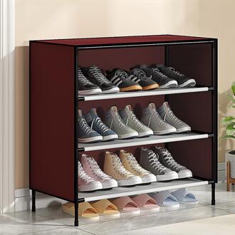Stofdicht Monteren Schoenen Rek Eenvoudige Moderne Schoen Kast Voor Thuis Opslag wijn rood