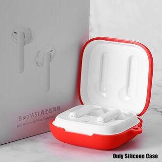 Stofdicht Siliconen Beschermhoes Volledige Oortelefoon Cover Voor Oppo Enco W51 Draadloze Bluetooth Koptelefoon X6HB rood