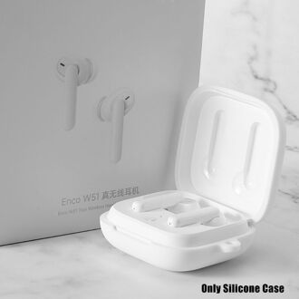 Stofdicht Siliconen Beschermhoes Volledige Oortelefoon Cover Voor Oppo Enco W51 Draadloze Bluetooth Koptelefoon X6HB wit