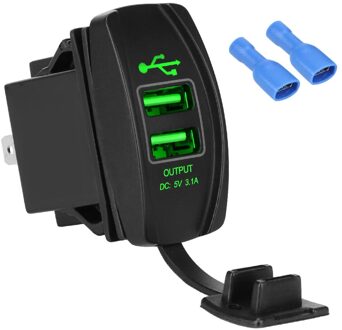 Stofdicht Telefoon Oplader Voor Auto Rv Camper Caravans Poorten Universele Autolader 5V 3.1A Dual Usb Led Auto Adapter waterdicht groen