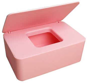 Stofdicht Tissue Opbergdoos Case Natte Doekjes Dispenser Houder Met Deksel Voor Thuis Bureau Auto FKU66 roze