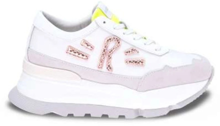 Stoffen Sneakers met Suède Inzetstukken en Leren Logo Rucoline , White , Dames - 36 Eu,40 Eu,39 Eu,38 EU