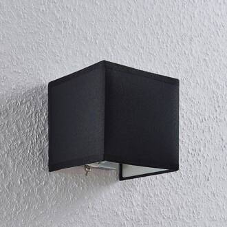 Stoffen wandlamp Adea met schakelaar, 13 cm, zwart zwart, chroom