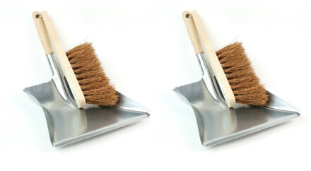 Stoffer en blik - 2x - metaal - binnen en buiten - kokosvezel - heavy duty