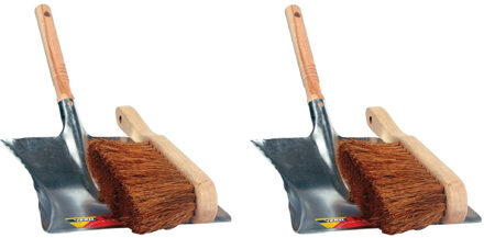 Stoffer en blik - 2x - verzinkt metaal - kokos