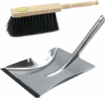 Stoffer en blik blank/zilver van edelstaal voor binnen