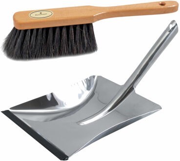 Stoffer en blik bruin/zilver van edelstaal voor binnen