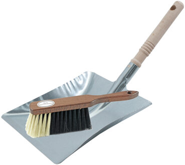 Stoffer en blik bruin/zilver van verzinkt metaal voor binnen - Stoffer en blik Zilverkleurig