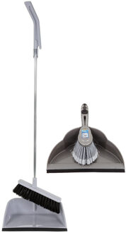 Stoffer en blik combie-set van 2 soorten - Lange/korte steel - Kunststof