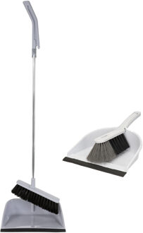 Stoffer en blik combie-set van 2 soorten - Lange/korte steel - Kunststof