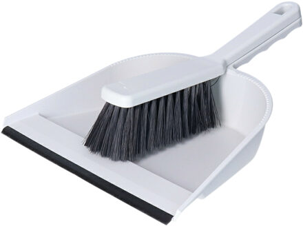 Stoffer en blik grijs van kunststof